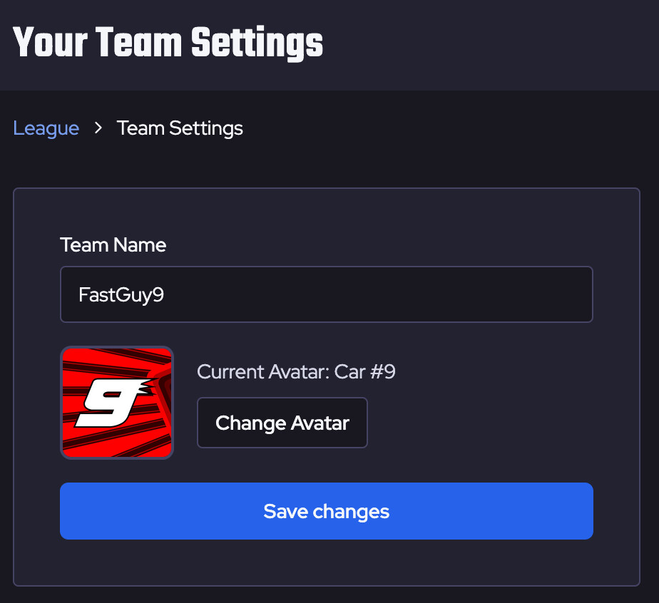 Select your team avatar